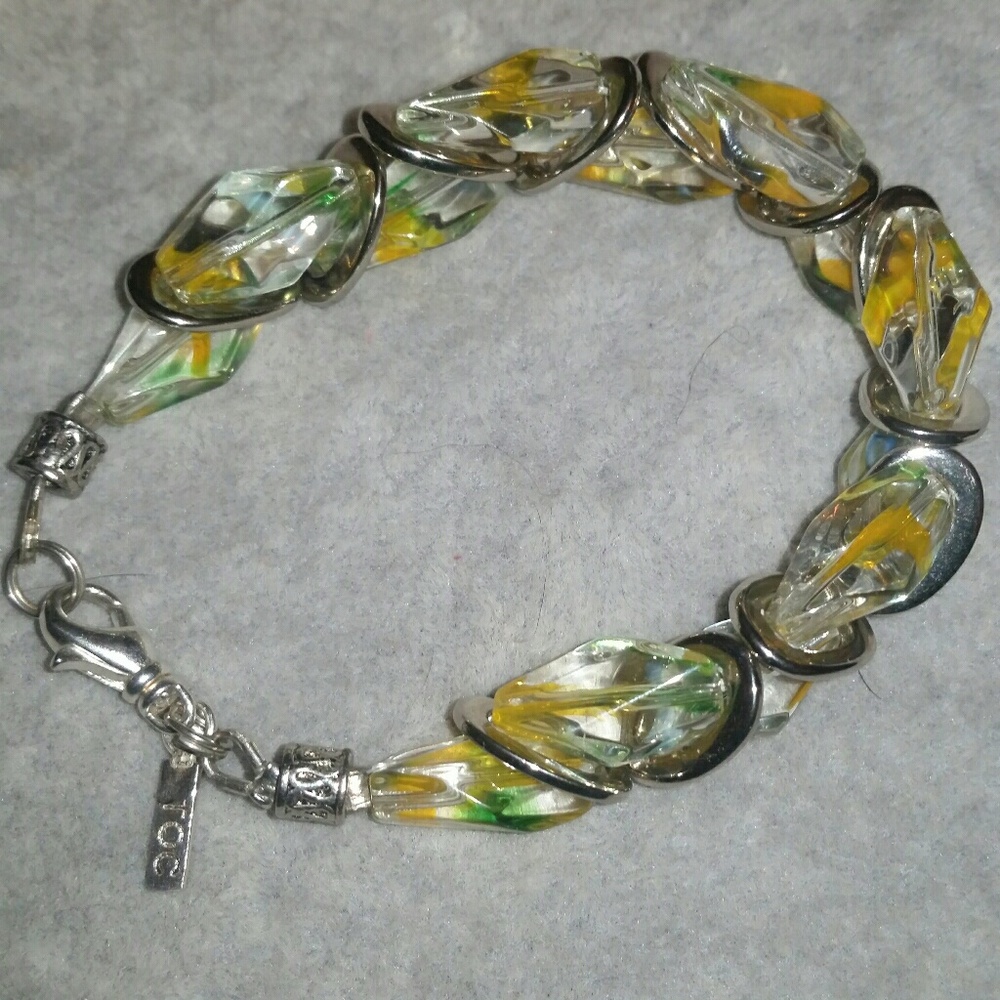 TOC Sterling Silver Bracelet Yellow/Green Beads